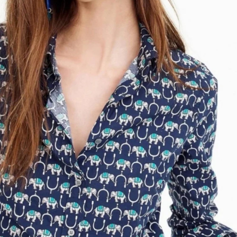 J. Crew Button Down Shirt Elephant Print